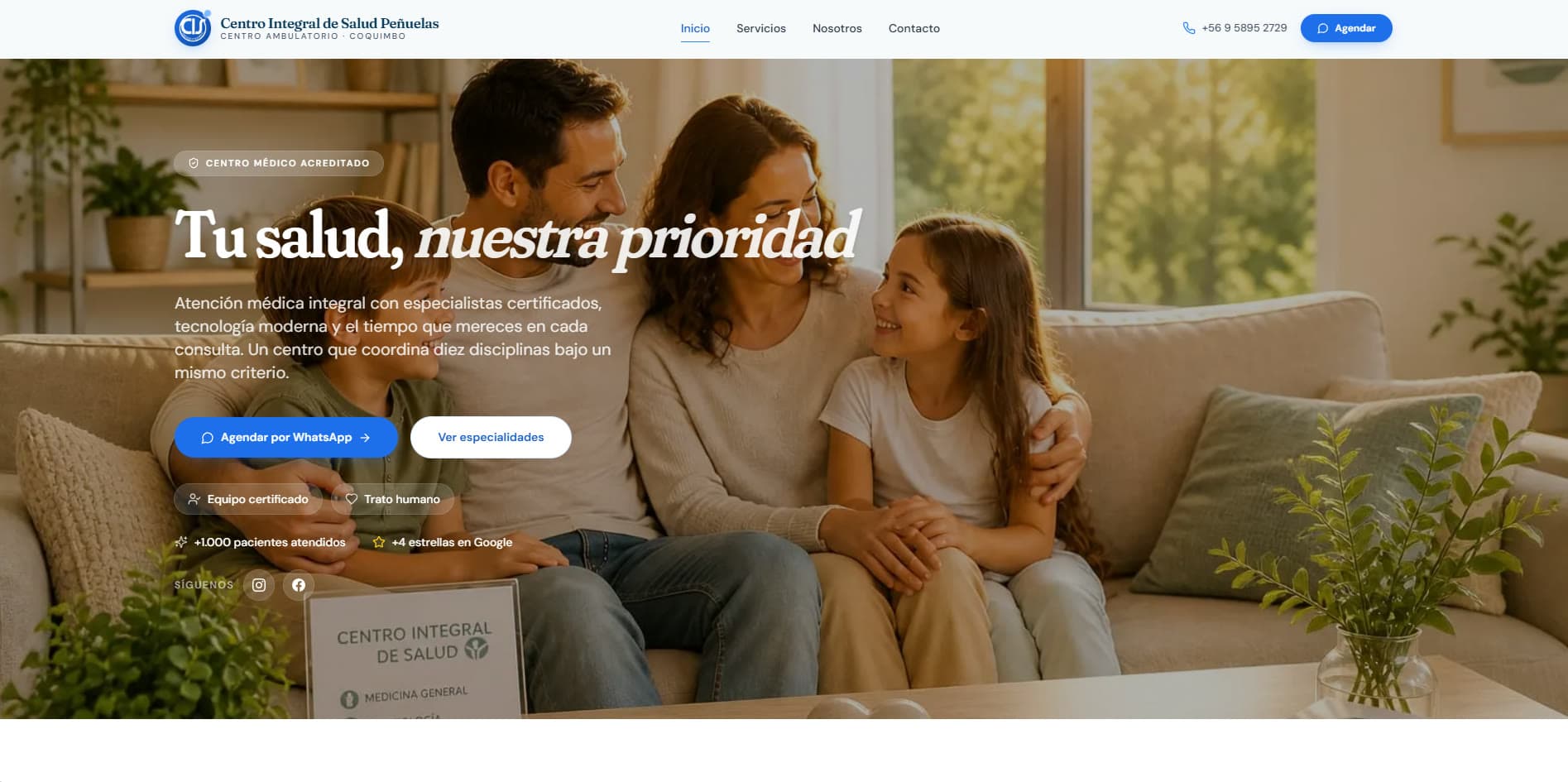 Captura del sitio de Centro Integral de Salud Peñuelas